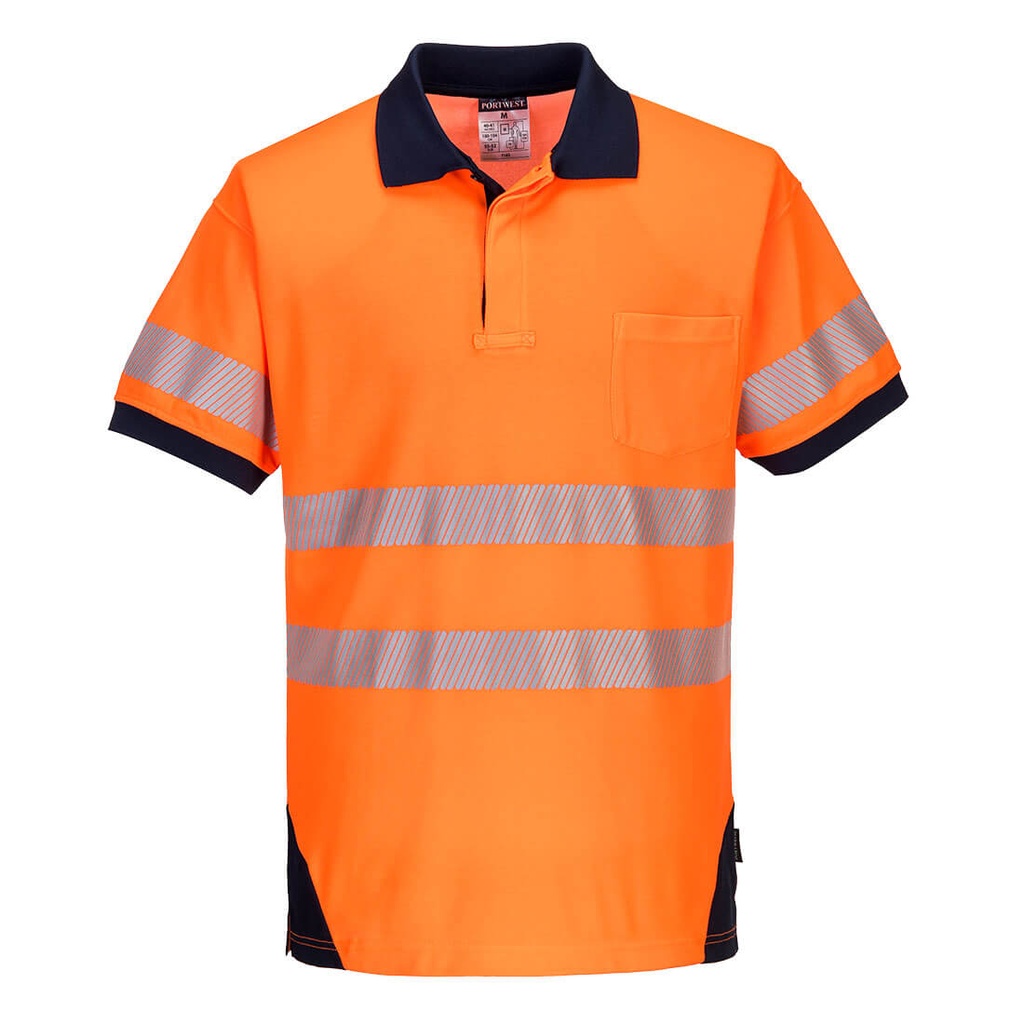 [T182ONRS] PW3 Hi-Vis Polo Shirt S/S (Orange/Navy, S)