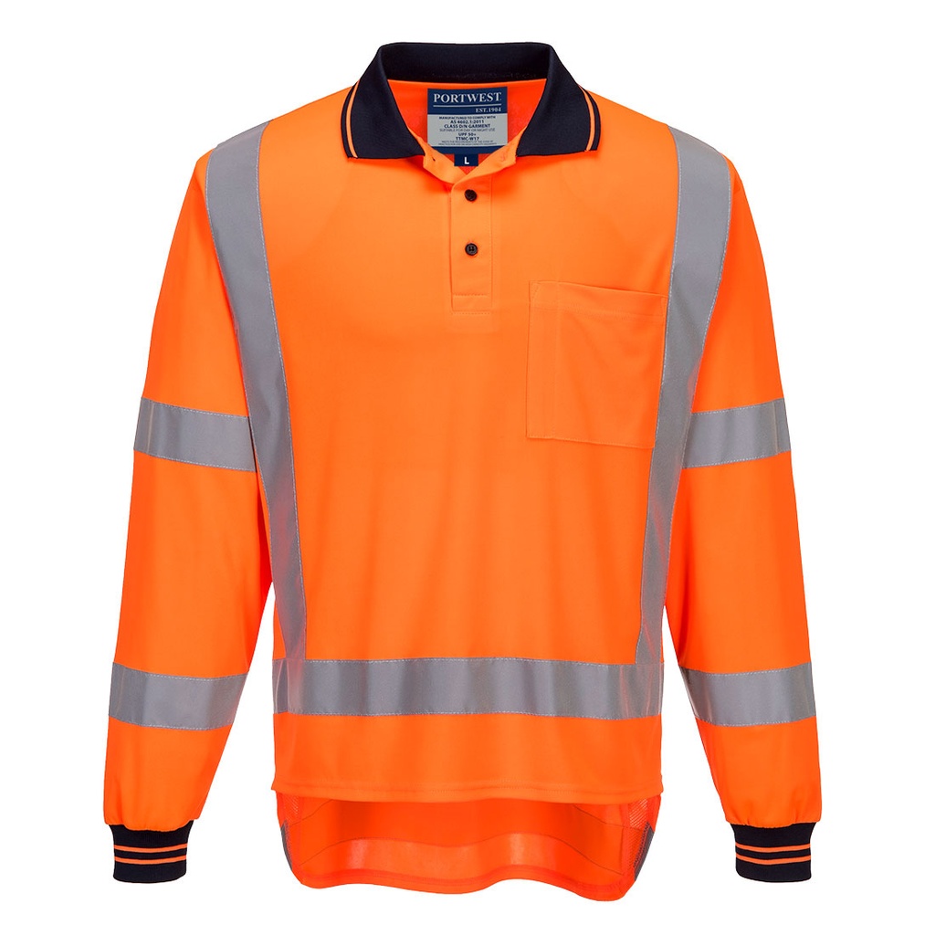 [TM312ORRS] TTMC-W17 Hi-Vis X Back Polo Shirt L/S (S)