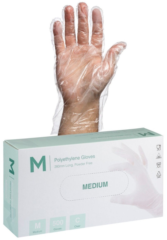 Polyethylene Gloves - Clear, 240mm Cuff, 1.0g