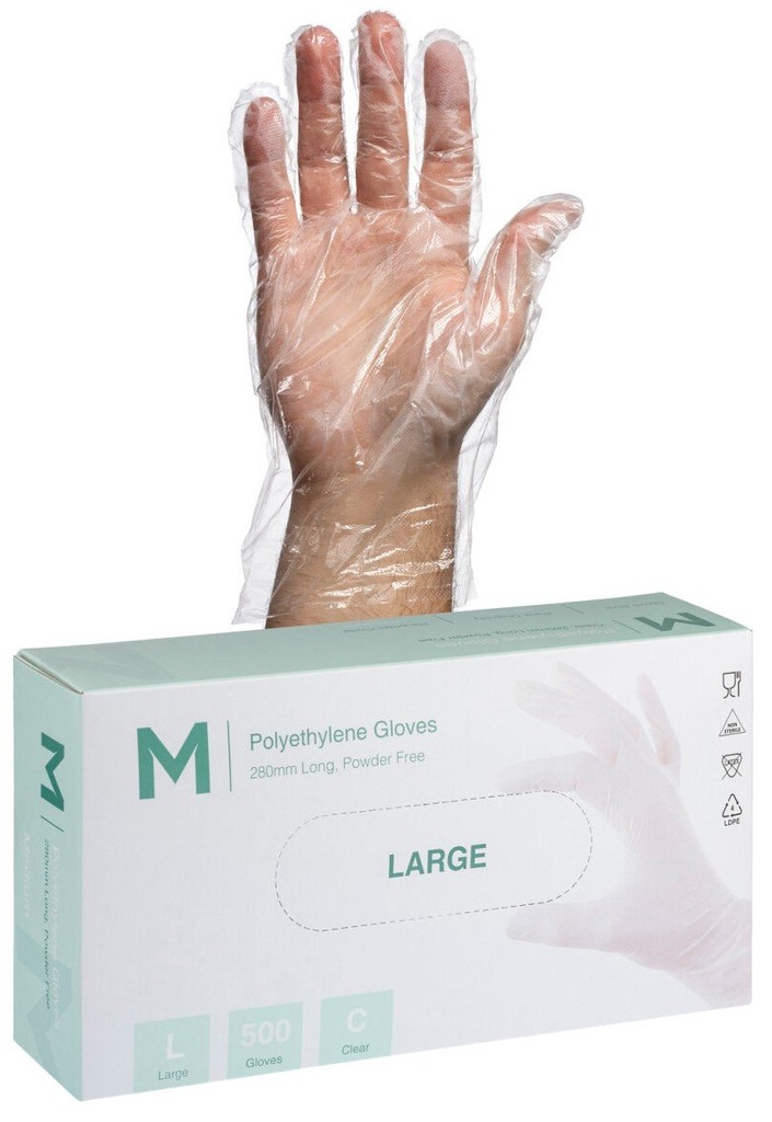 Polyethylene Gloves - Clear, 240mm Cuff, 1.0g
