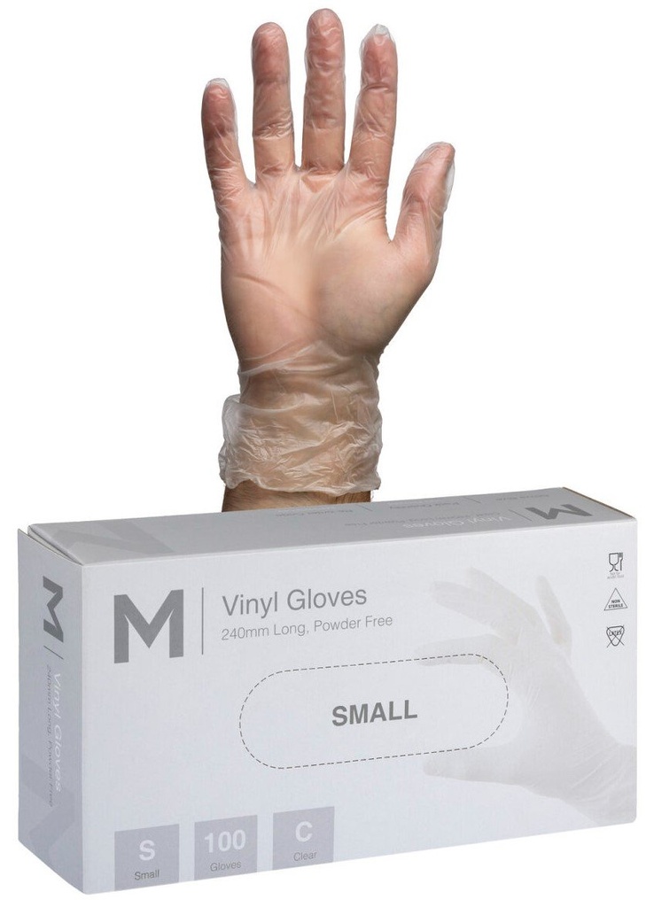 Vinyl Gloves Powder Free - Clear, 240mm Cuff, 5.0g