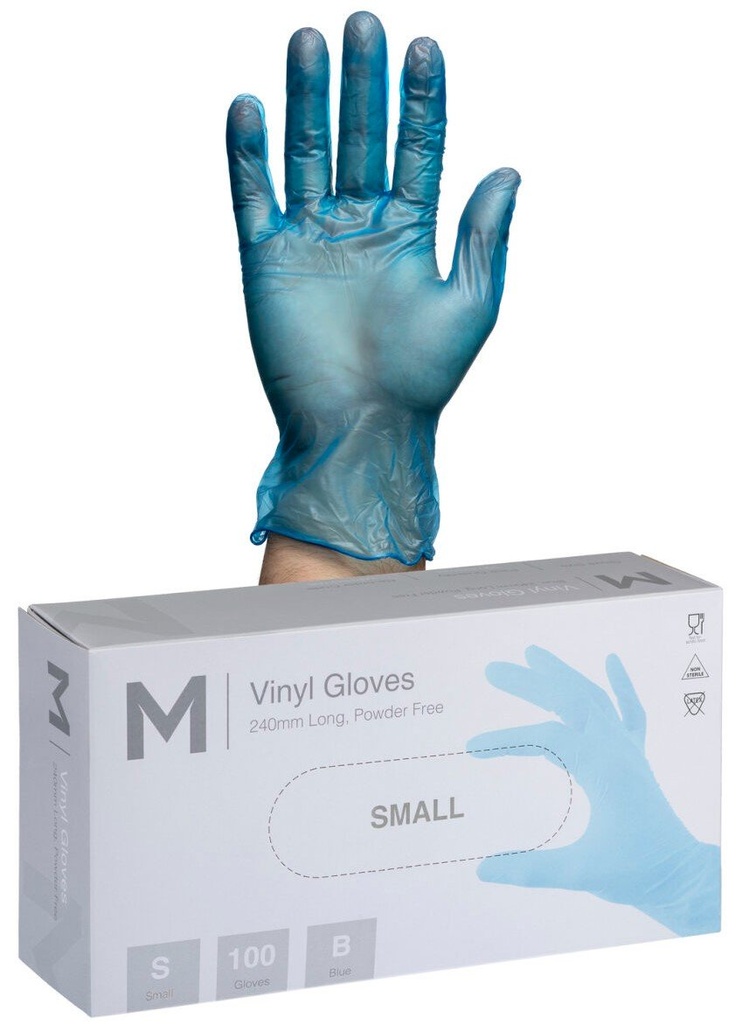 Vinyl Gloves Powder Free - Blue, 240mm Cuff, 5.0g