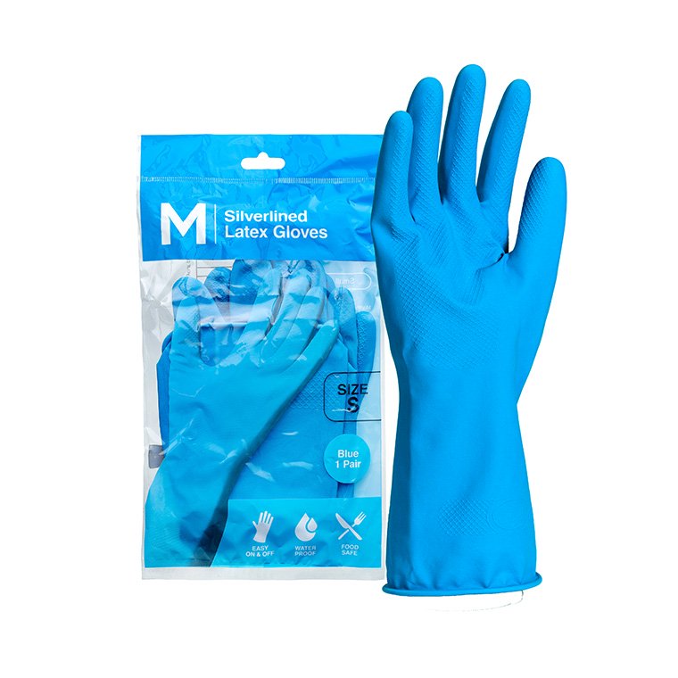 Silverlined Latex Gloves Powder Free - Blue, 300mm Cuff, 70.0g