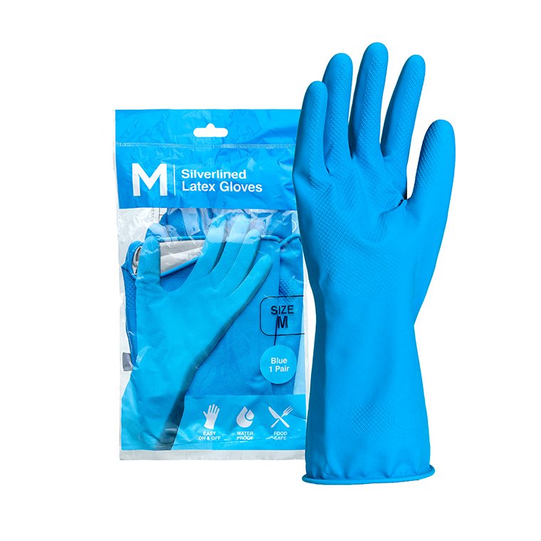 Silverlined Latex Gloves Powder Free - Blue, 300mm Cuff, 70.0g