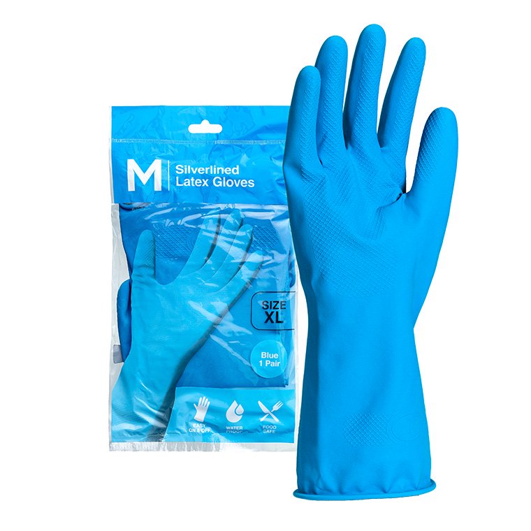 Silverlined Latex Gloves Powder Free - Blue, 300mm Cuff, 70.0g