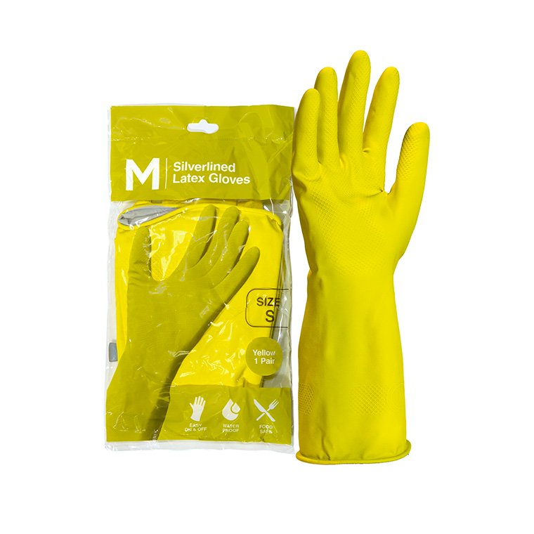 Silverlined Latex Gloves Powder Free - Yellow, 300mm Cuff, 70.0g