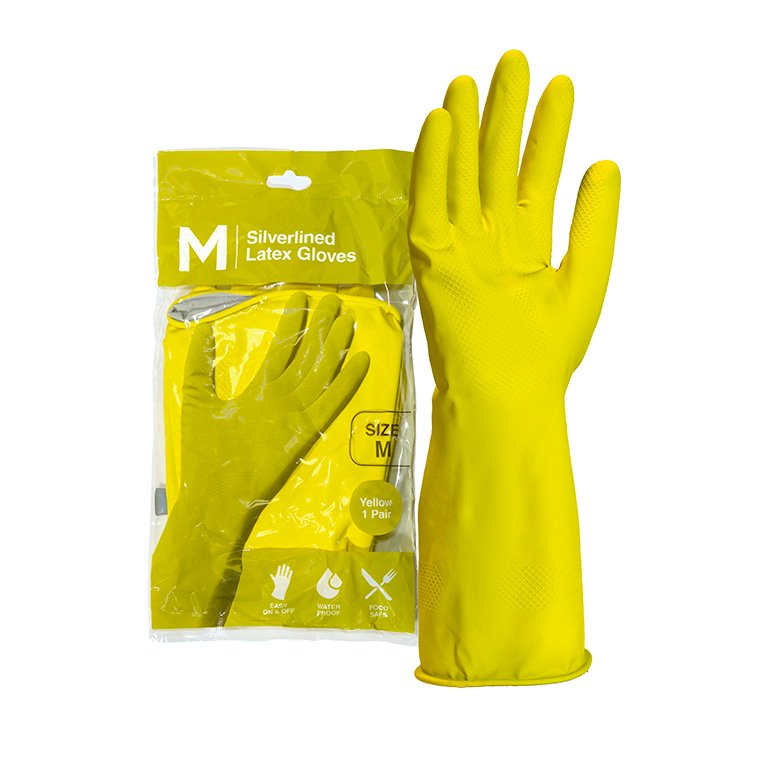 Silverlined Latex Gloves Powder Free - Yellow, 300mm Cuff, 70.0g