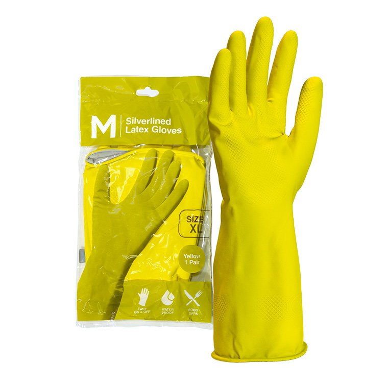 Silverlined Latex Gloves Powder Free - Yellow, 300mm Cuff, 70.0g