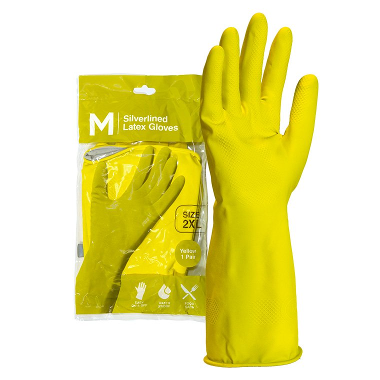 Silverlined Latex Gloves Powder Free - Yellow, 300mm Cuff, 70.0g