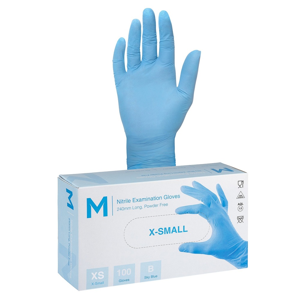 Nitrile Examination Gloves Powder Free - Blue, 240mm Cuff, 4.0g