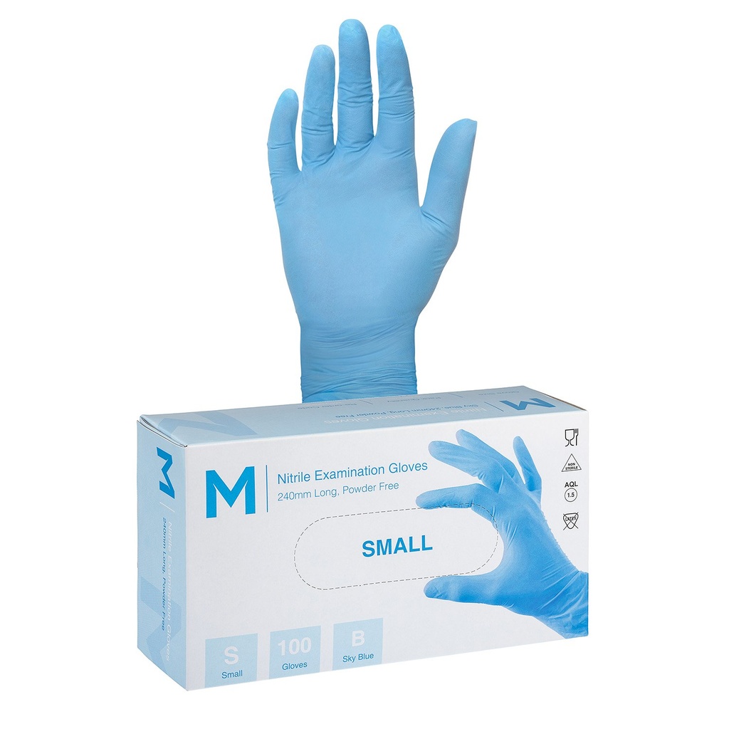 Nitrile Examination Gloves Powder Free - Blue, 240mm Cuff, 4.0g