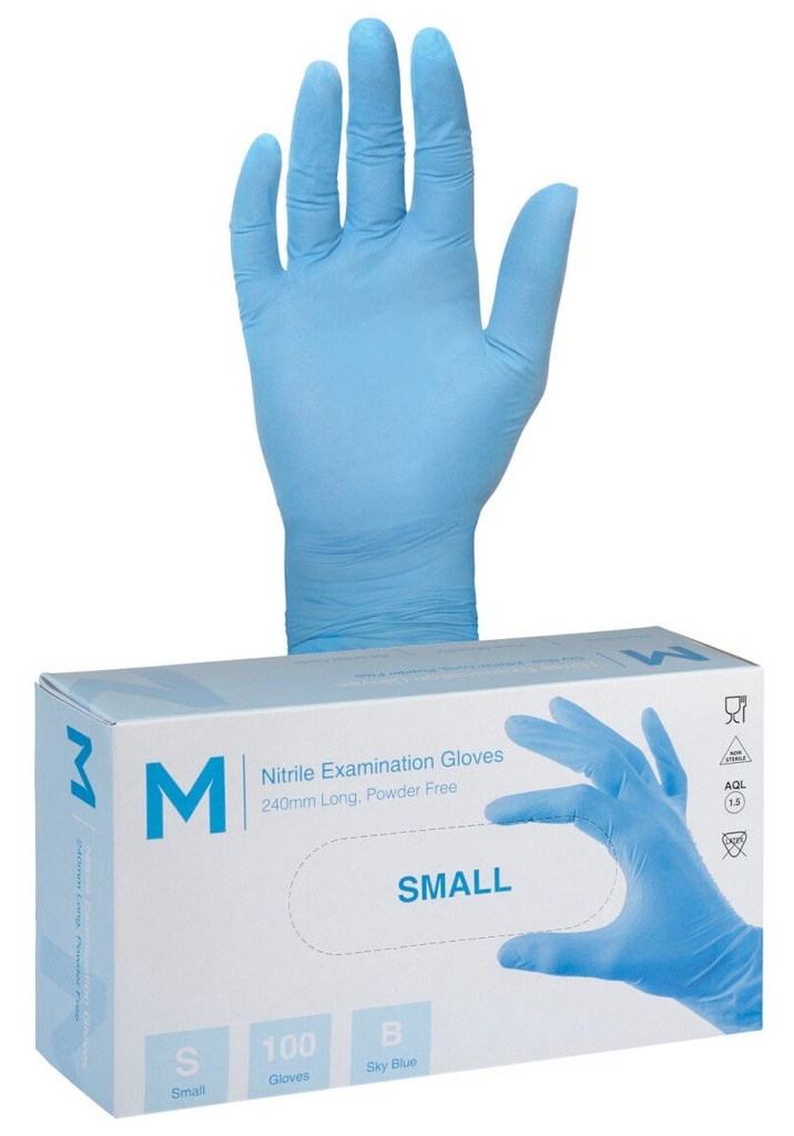 Nitrile Examination Gloves Powder Free - Blue, 240mm Cuff, 6.0g