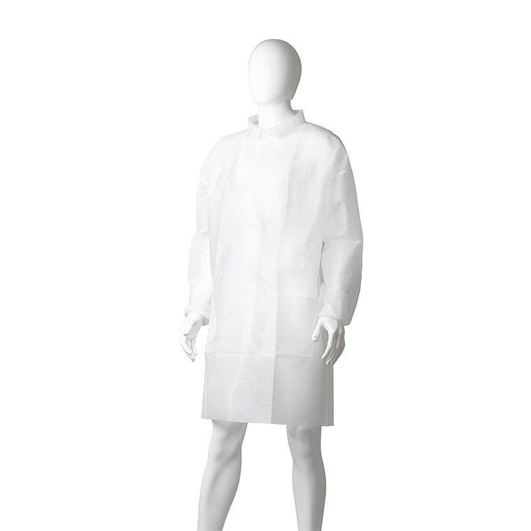 [MPH30440] Polypropylene Domed Laboratory Coat - White, 45gsm (S)