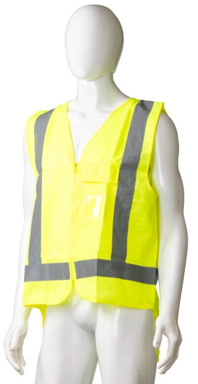 High Visibility Day/Night Safety Vest - Yellow, 120g Polyester Fabric