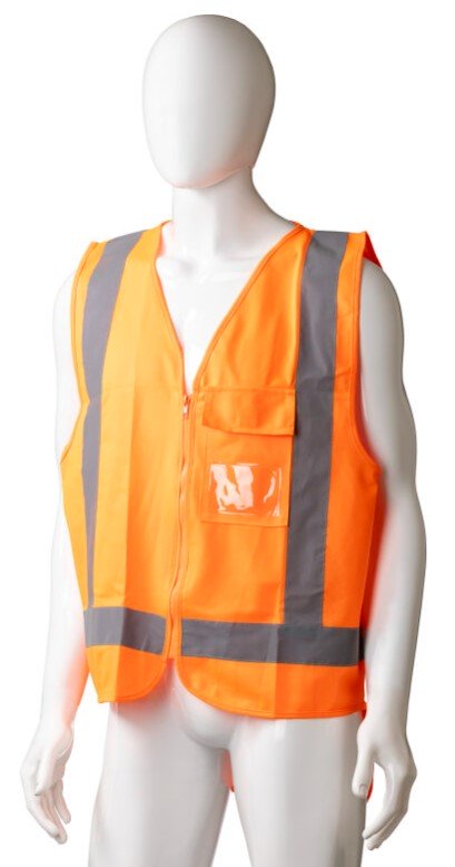 High Visibility Day/Night Safety Vest - Orange, 120g Polyester Fabric