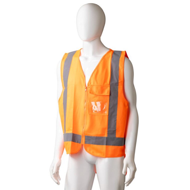 High Visibility Day/Night Safety Vest - Orange, 120g Polyester Fabric