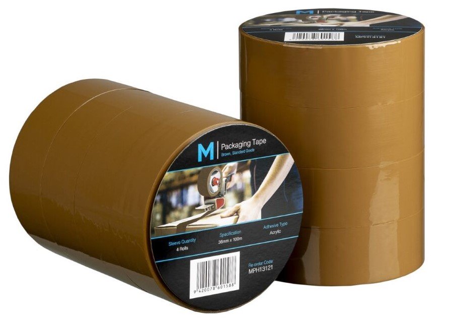 [MPH13121] Regular Acrylic Packaging Tape - Brown, 36mm x 100m x 45mu (Box of 48 Rolls)