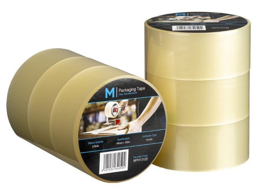 [MPH13122] Regular Acrylic Packaging Tape - Clear, 48mm x 100m x 45mu (Box of 36 Rolls)