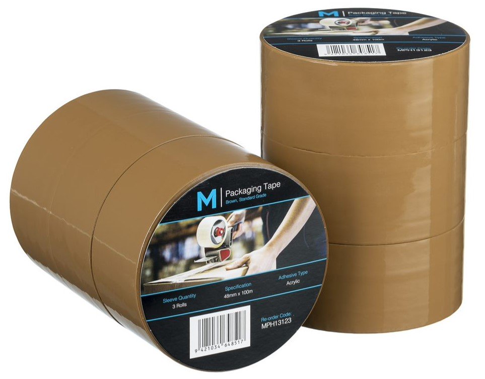 Regular Acrylic Packaging Tape - Brown, 48mm x 100m x 45mu (Box of 36 Rolls)