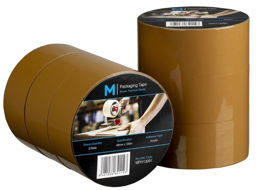 Premium Acrylic Packaging Tape - Brown, 48mm x 100m x 55mu (Box of 36 Rolls)