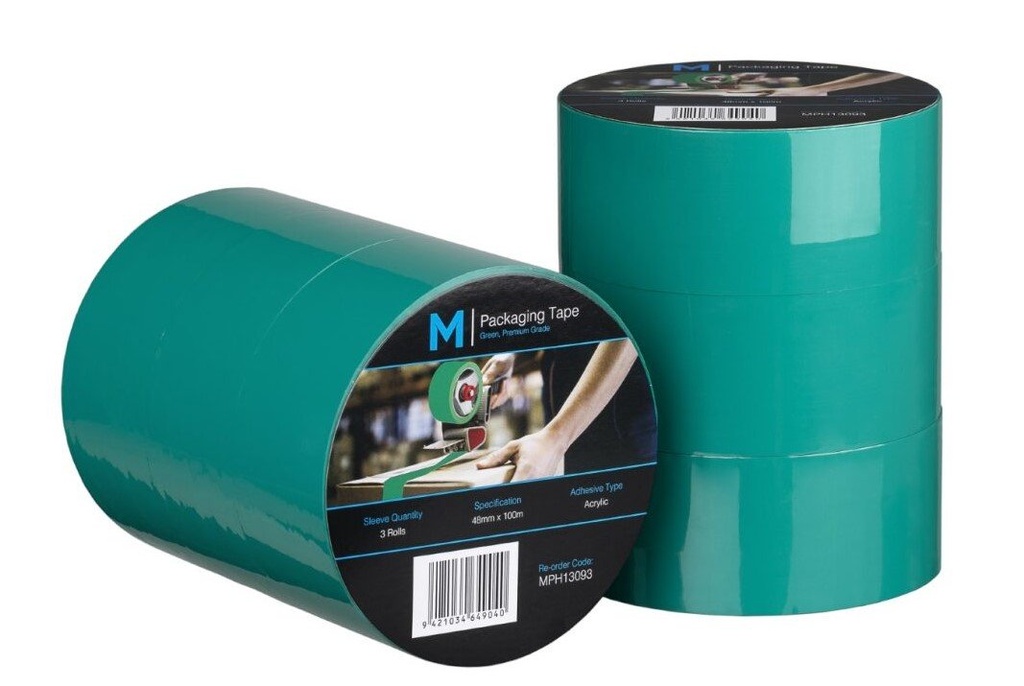 Premium Acrylic Packaging Tape - Green, 48mm x 100m x 55mu (Roll)