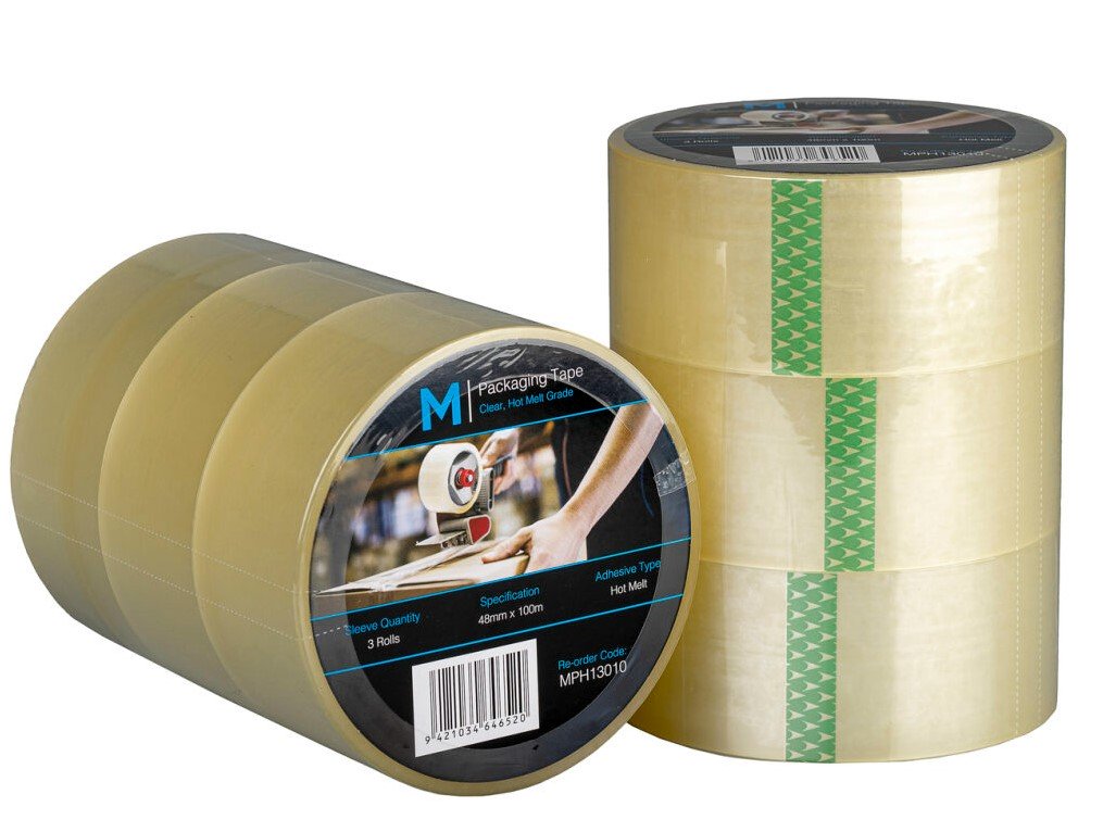 Premium Hot Melt Packaging Tape - Clear, 48mm x 100m x 50mu *Strong Adhesive (Box of 36 Rolls)