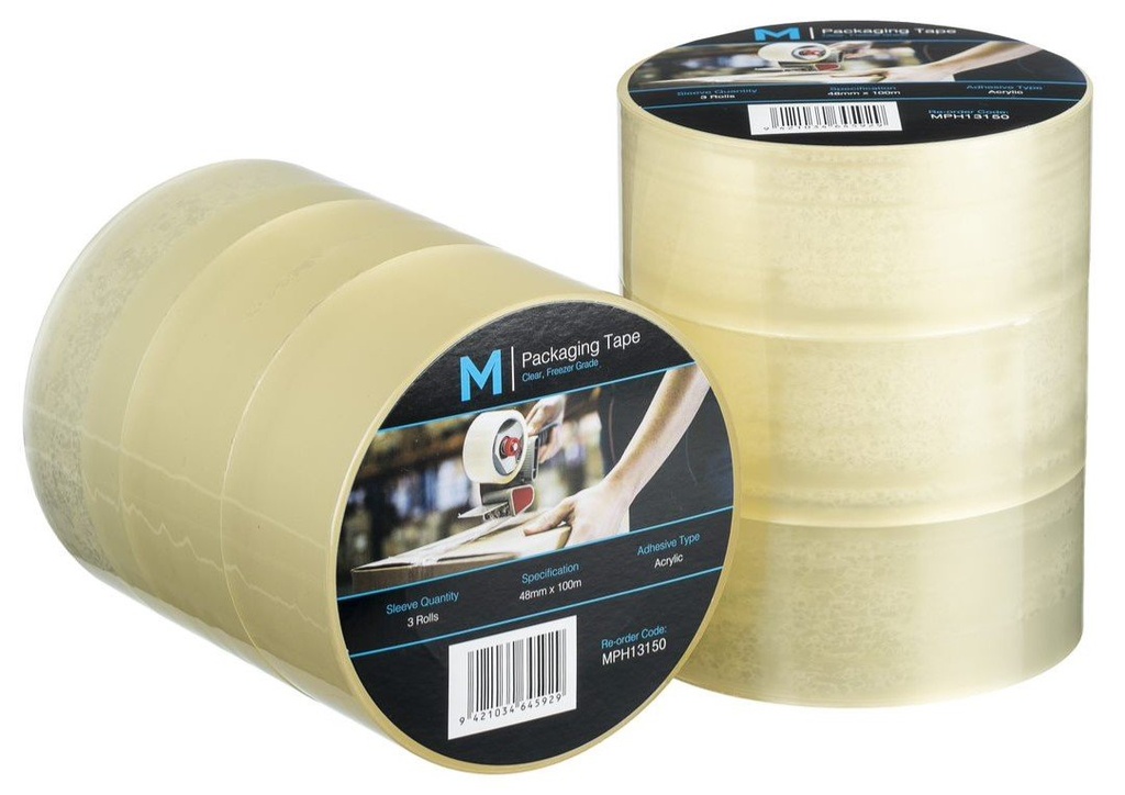 Freezer Grade Acrylic Packaging Tape - Clear, 48mm x 100m x 60mu *Suitable to -15°C (Box of 36 Rolls)