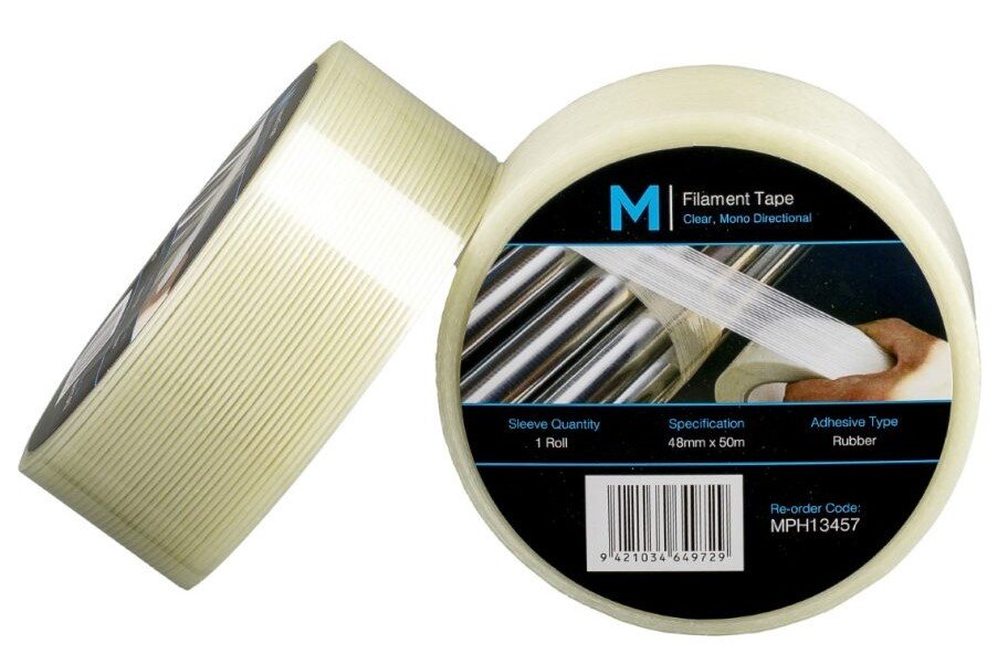 [MPH13457] Mono Directional Filament Tape - Clear, 48mm x 50m x 140mu (Roll)
