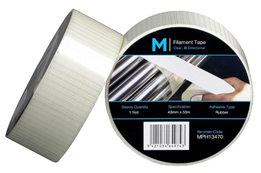 [MPH13470] Bi Directional Filament Tape - Clear, 48mm x 50m x 140mu (Roll)