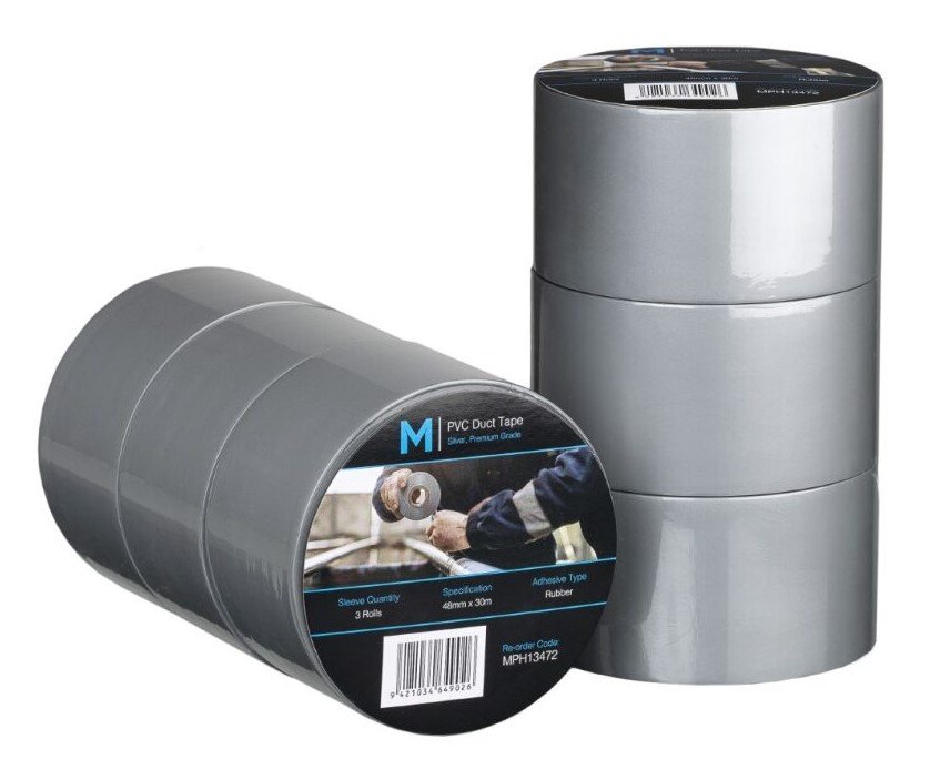 PVC Utility Duct Tape - Silver, 48mm x 30m x 150mu (1x Roll)