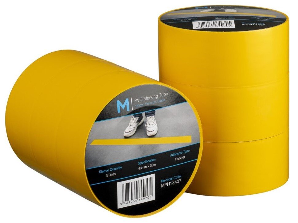 [MPH13407] PVC Floor Marking Tape - Yellow, 48mm x 33m x 150mu (Roll)