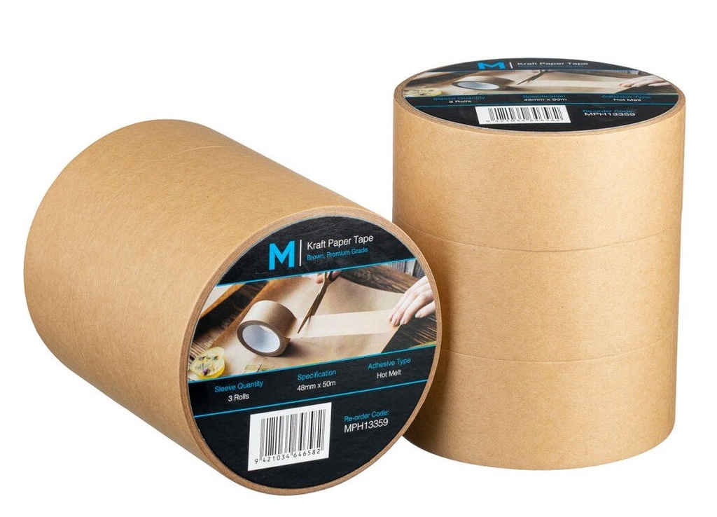 [MPH13359] Kraft Paper Packaging Tape - Tan, 48mm x 50m x 125mu (Box of 36 Rolls)