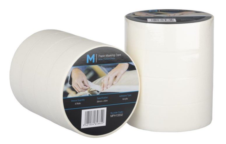 [MPH13332] General Purpose Masking Tape - Cream, 36mm x 50m x 130mu *2 Day Removal (Box of 48 Rolls)