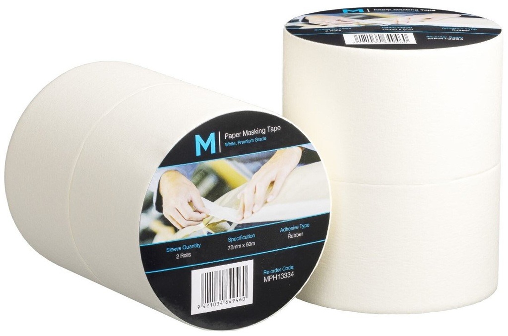 [MPH13334] General Purpose Masking Tape - Cream, 72mm x 50m x 130mu *2 Day Removal (Box of 24 Rolls)