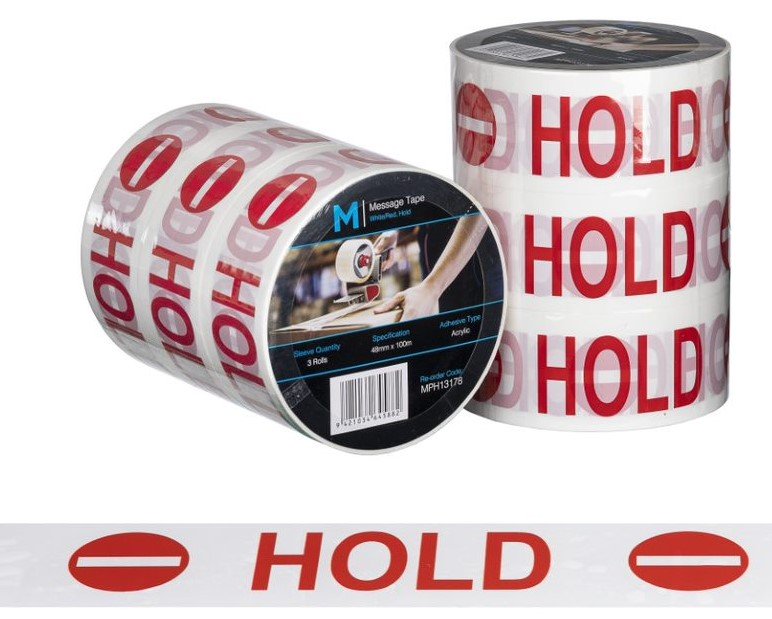 [MPH13178] Message Tape Hold - White/Red, 48mm x 100m x 50mu (Roll)