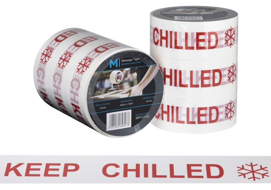 Message Tape Keep Chilled - White/Red, 48mm x 100m x 50mu (1x Roll)