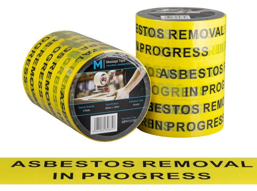 [MPH13192] Message Tape Asbestos Removal - Yellow/Black, 48mm x 100m x 50mu (Roll)
