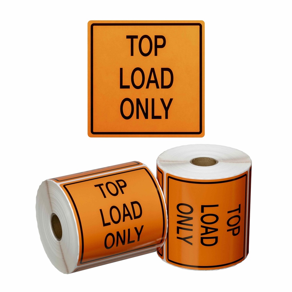 Handling Label Top Load Only - Orange/Black, 99mm x 99mm (1x Roll)
