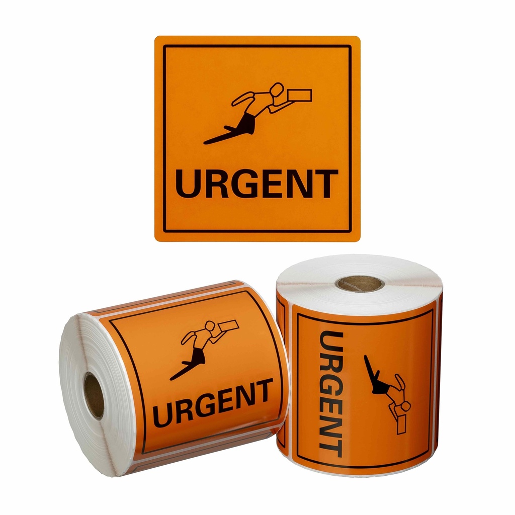 Handling Label Urgent - Orange/Black, 99mm x 99mm (1x Roll)