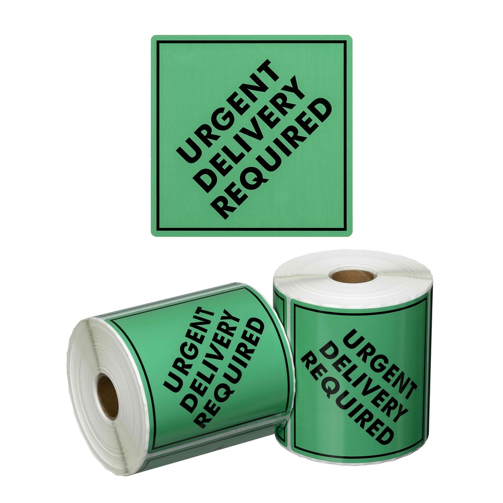Handling Label Urgent Delivery - Green/Black, 99mm x 99mm (Roll)