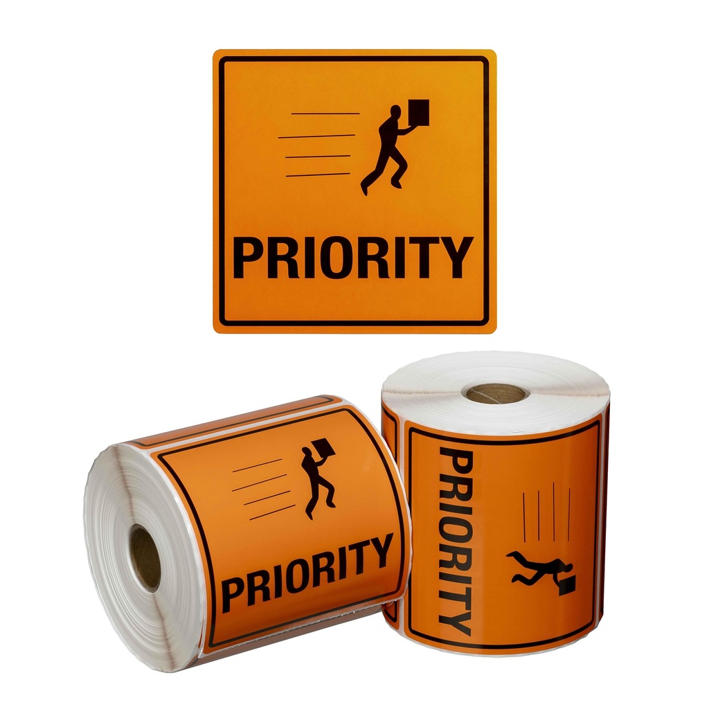 Handling Label Priority - Orange/Black, 99mm x 99mm (1x Roll)