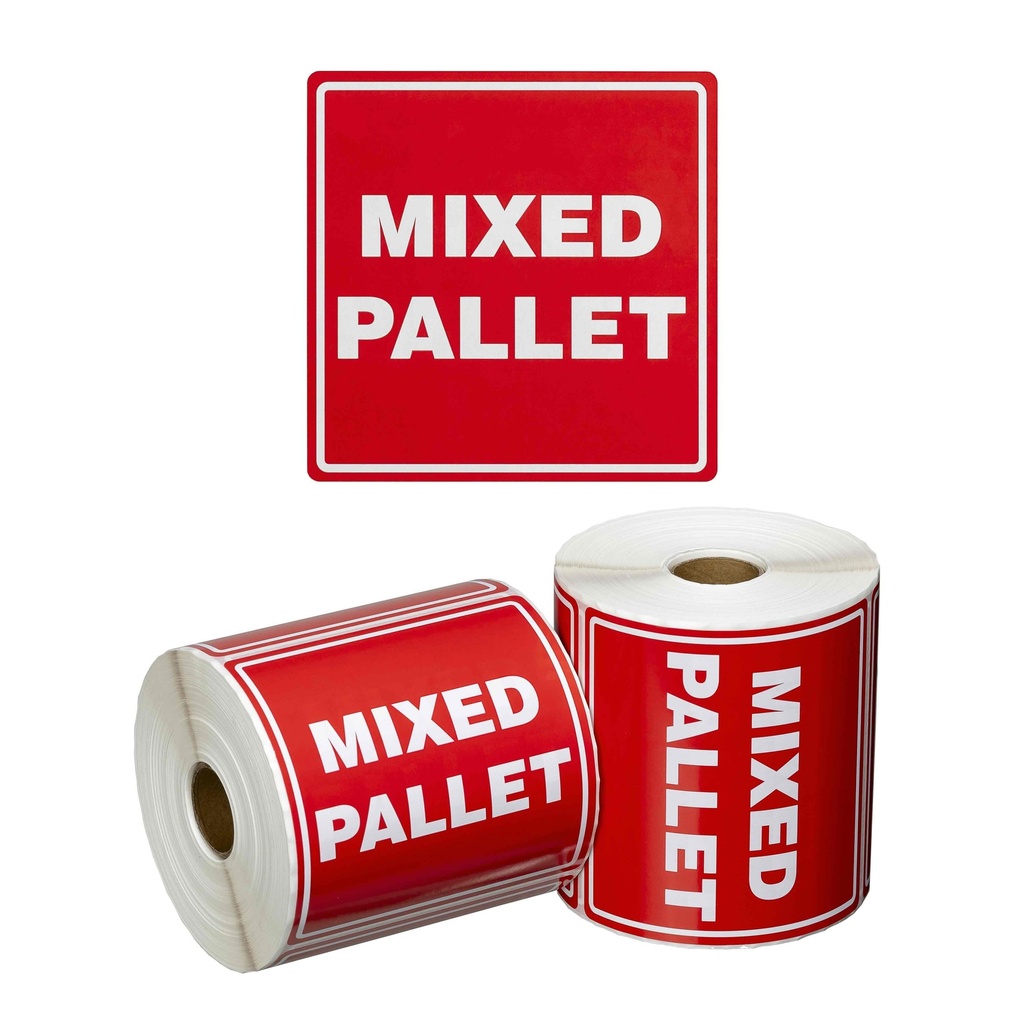 Handling Label Mixed Pallet - Red/White, 99mm x 99mm (Roll)