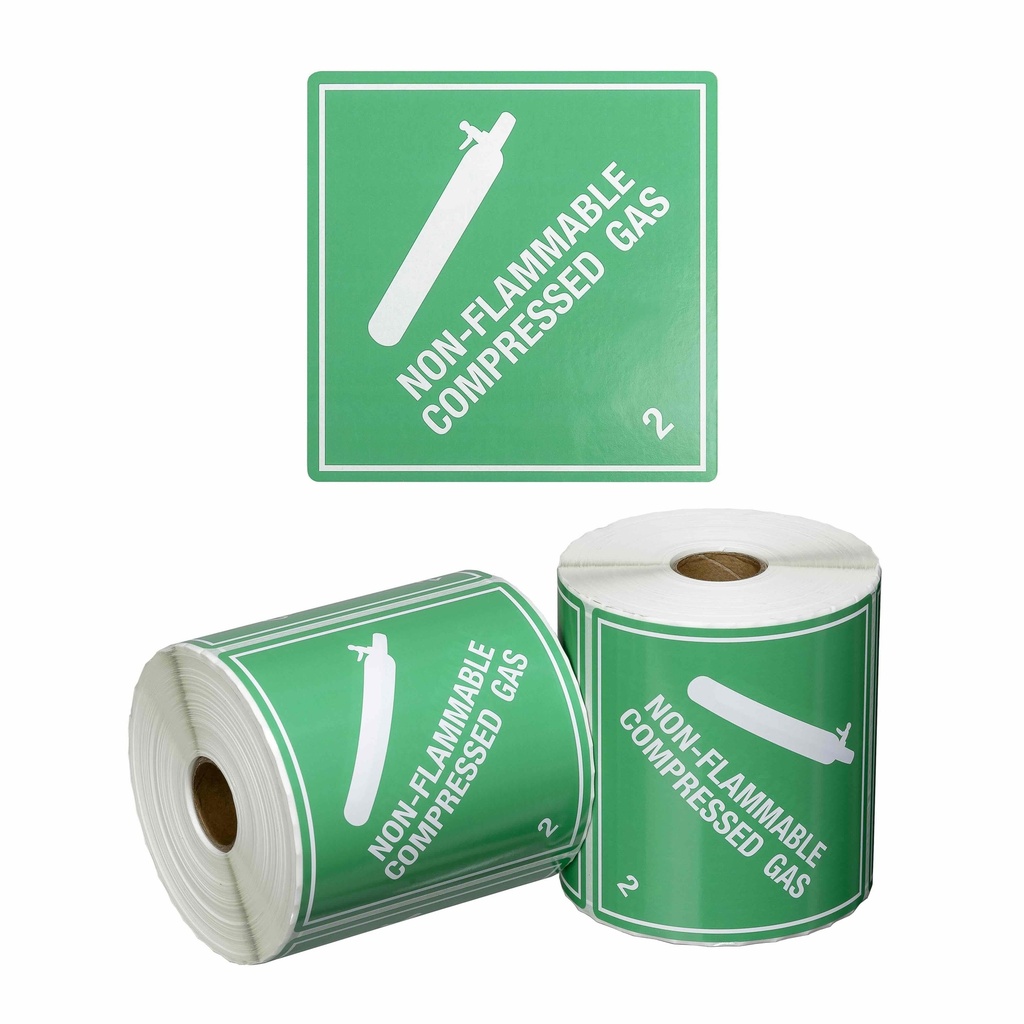 [MPH15210] DG Label Non Flammable Compressed Gas 2.2 - Green/White, 99mm x 99mm (Roll)