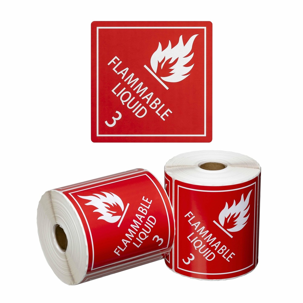 [MPH15230] DG Label Flammable Liquid 3 - Red/White, 99mm x 99mm (Roll)