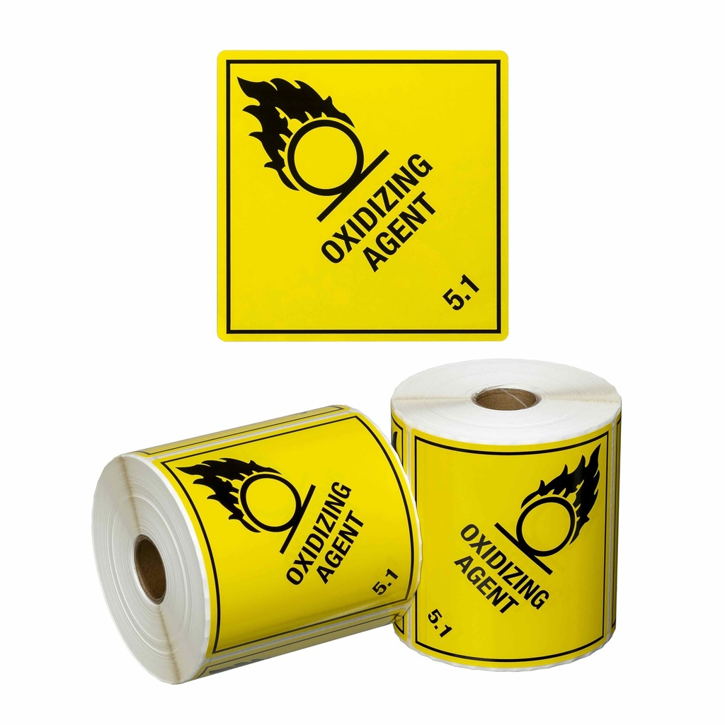 [MPH15270] DG Label Oxidizing Agent 5.1 - Yellow/Black, 99mm x 99mm (Roll)