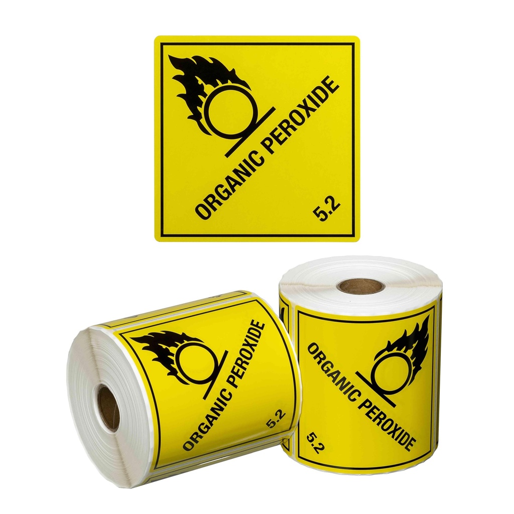DG Label Organic Peroxide 5.2 - Yellow/Black, 99mm x 99mm (1x Roll)