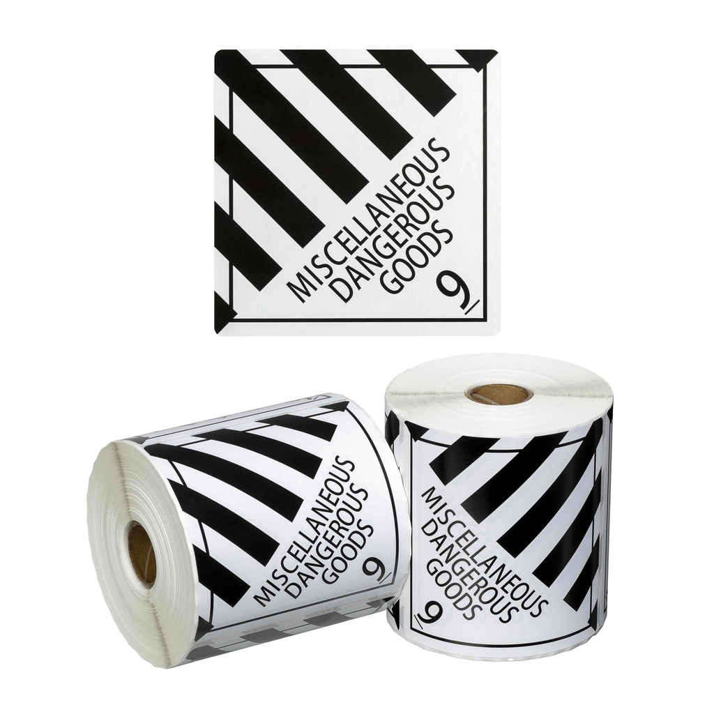 DG Label Miscellaneous Dangerous Goods 9 - White/Black, 99mm x 99mm (1x Roll)