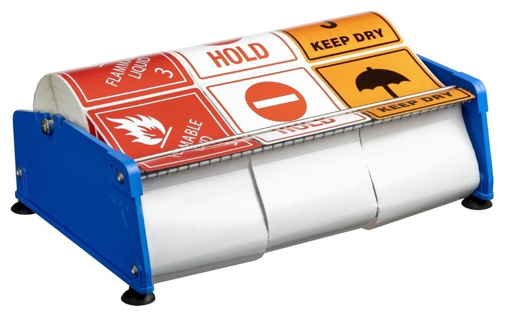 [MPH15138] Adhesive Label Dispenser - Blue, 300mm Width *Fits 3 Rolls (Each)