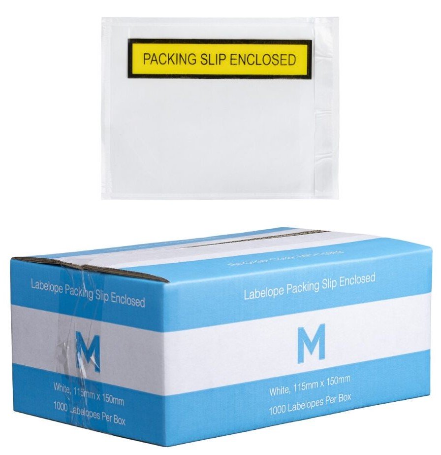 [MPH15983] Plastic Labelope Packing Slip Enclosed - White, 115mm x 150mm (Box of 1000 Labelopes)