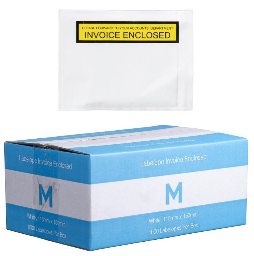 [MPH15982] Plastic Labelope Invoice Enclosed - White, 115mm x 150mm (Box of 1000 Labelopes)